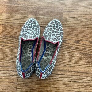 Rothy's Leopard Print Flats with Red and Blue Accents
